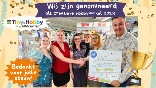 Wij zijn genomineerd voor CREATIEFSTE HOBBYWINKEL 2025!